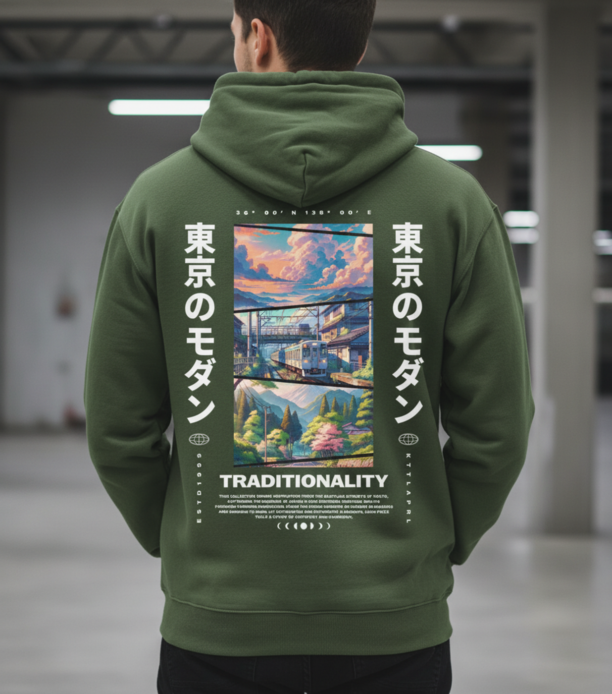 Tokyo Japan Graphic Hoodie, Japanese Cityscape, Kanji Typography, Streetwear Pullover, Unisex Fleece Sweatshirt