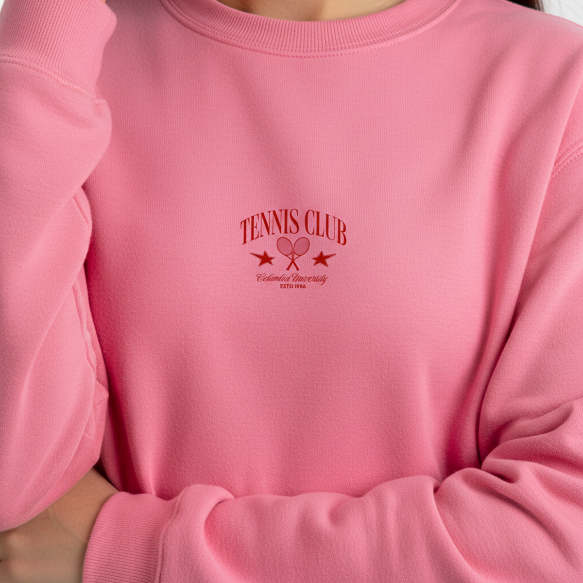 Tennis Club Crewneck Sweatshirt, Vintage Tennis Graphic, Preppy Country Club Pullover, Minimal Retro Streetwear, Unisex