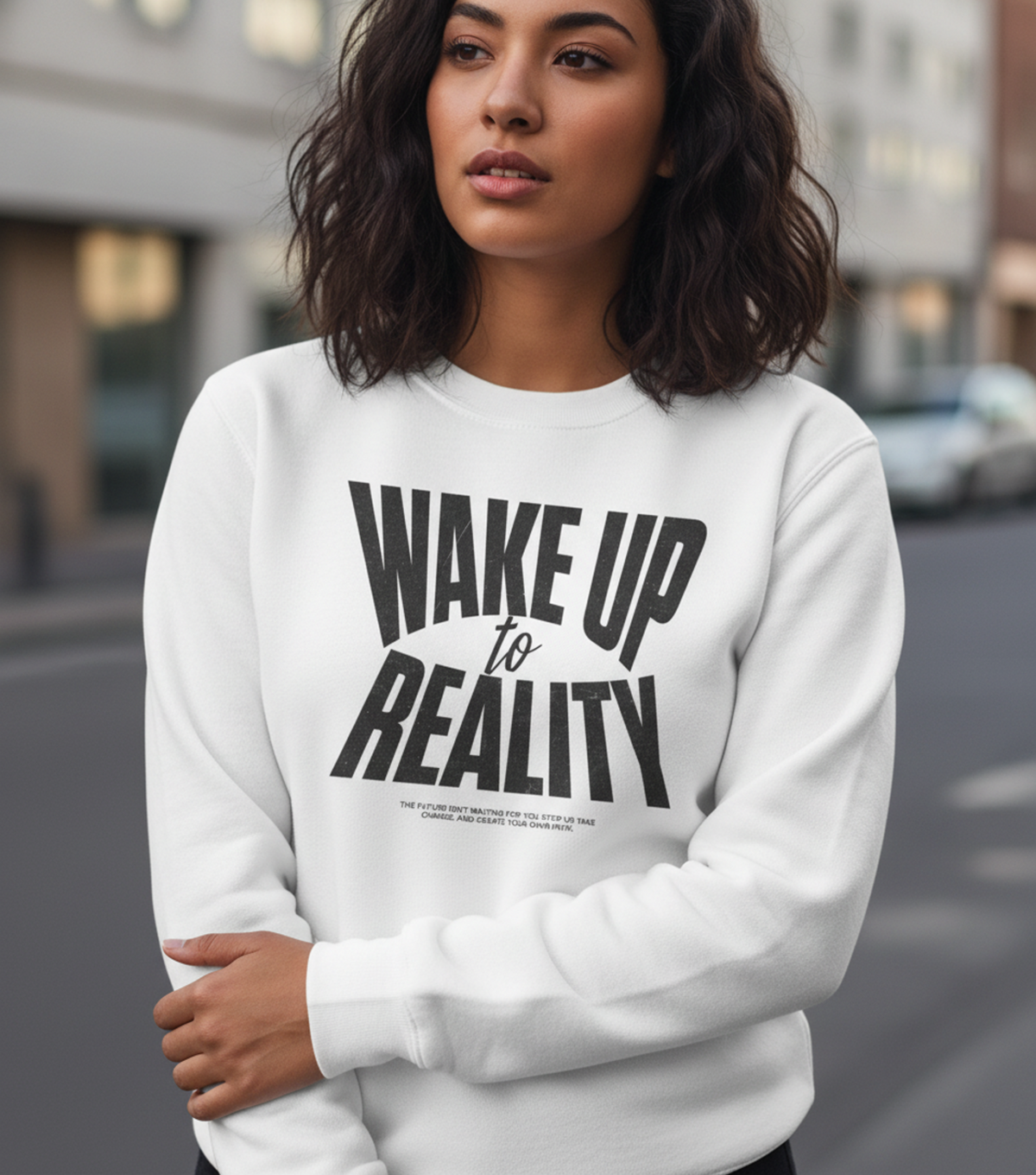 Wake Up To Reality Sweatshirt, Graphic Pullover, Motivational Quote Top, Unisex Streetwear, Neutral Aesthetic, Cozy Layer