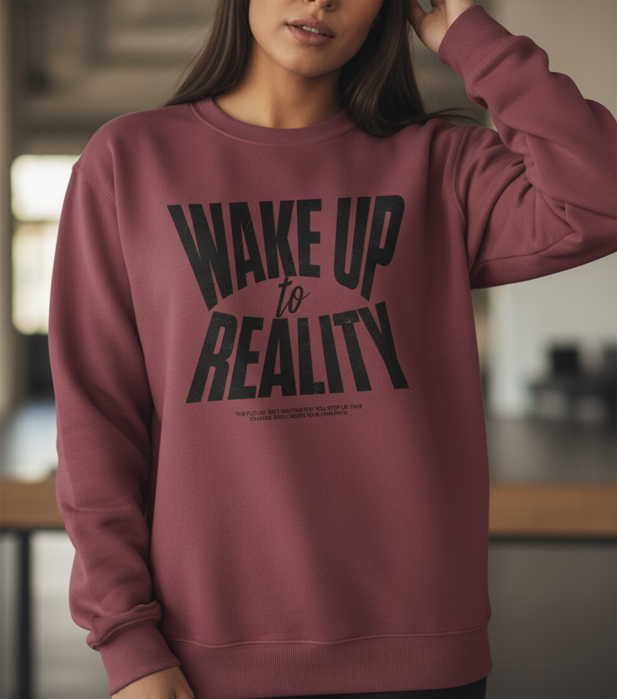 Wake Up To Reality Sweatshirt, Graphic Pullover, Motivational Quote Top, Unisex Streetwear, Neutral Aesthetic, Cozy Layer