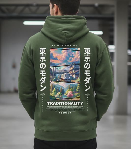 Tokyo Japan Graphic Hoodie, Japanese Cityscape, Kanji Typography, Streetwear Pullover, Unisex Fleece Sweatshirt