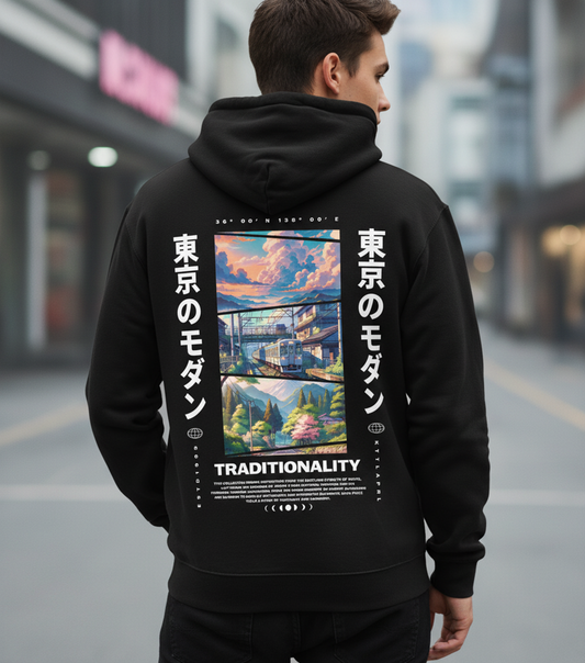 Tokyo Japan Graphic Hoodie, Japanese Cityscape, Kanji Typography, Streetwear Pullover, Unisex Fleece Sweatshirt