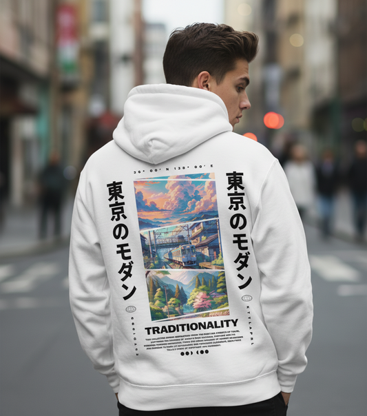 Tokyo Japan Graphic Hoodie, Japanese Cityscape, Kanji Typography, Streetwear Pullover, Unisex Fleece Sweatshirt