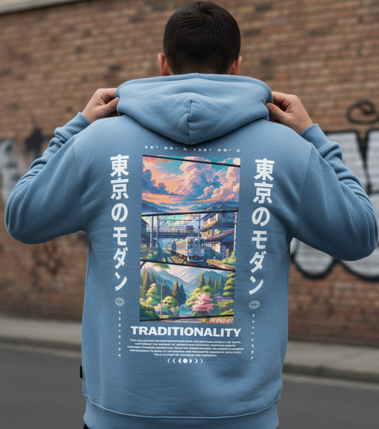 Tokyo Japan Graphic Hoodie, Japanese Cityscape, Kanji Typography, Streetwear Pullover, Unisex Fleece Sweatshirt