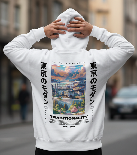 Tokyo Japan Graphic Hoodie, Japanese Cityscape, Kanji Typography, Streetwear Pullover, Unisex Fleece Sweatshirt
