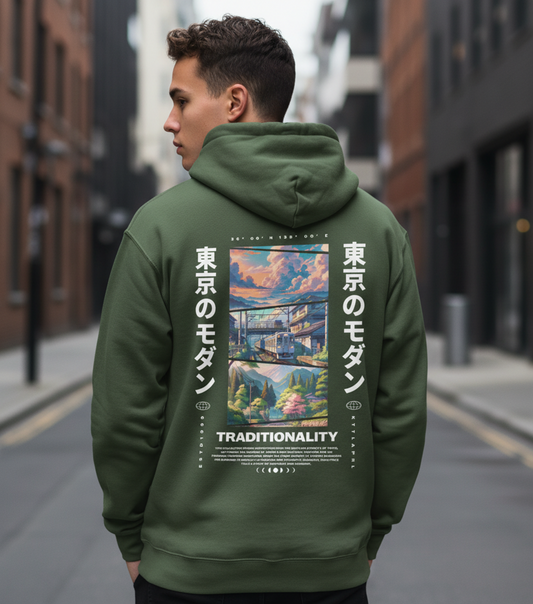 Tokyo Japan Graphic Hoodie, Japanese Cityscape, Kanji Typography, Streetwear Pullover, Unisex Fleece Sweatshirt