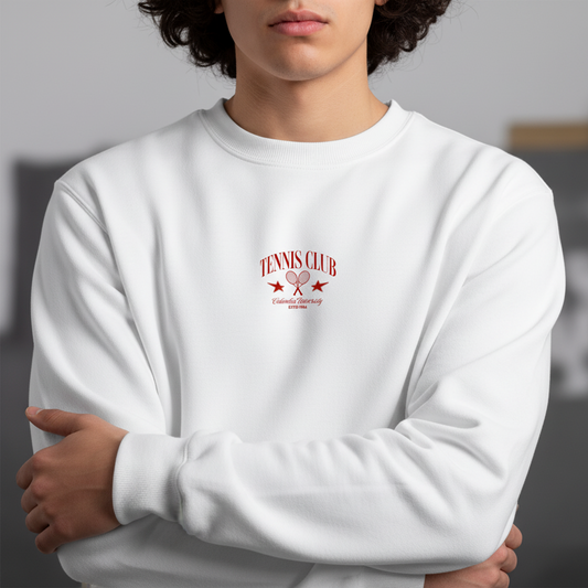 Tennis Club Crewneck Sweatshirt, Vintage Tennis Graphic, Preppy Country Club Pullover, Minimal Retro Streetwear, Unisex