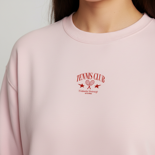 Tennis Club Crewneck Sweatshirt, Vintage Tennis Graphic, Preppy Country Club Pullover, Minimal Retro Streetwear, Unisex