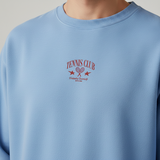 Tennis Club Crewneck Sweatshirt, Vintage Tennis Graphic, Preppy Country Club Pullover, Minimal Retro Streetwear, Unisex