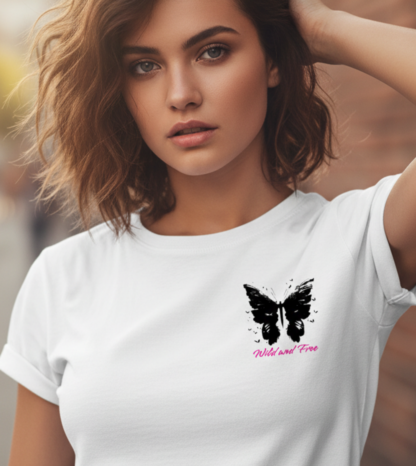 Butterfly T-Shirt, Wild Free, Butterflies Graphic Tee, Boho Nature Shirt, Vintage Retro, Unisex Softstyle, Gift for Her