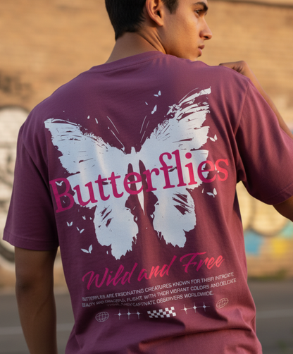Butterfly T-Shirt, Wild Free, Butterflies Graphic Tee, Boho Nature Shirt, Vintage Retro, Unisex Softstyle, Gift for Her