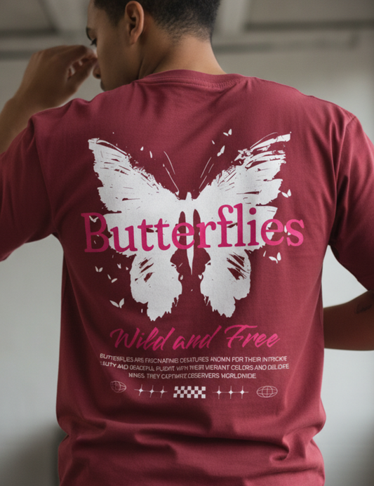 Butterfly T-Shirt, Wild Free, Butterflies Graphic Tee, Boho Nature Shirt, Vintage Retro, Unisex Softstyle, Gift for Her
