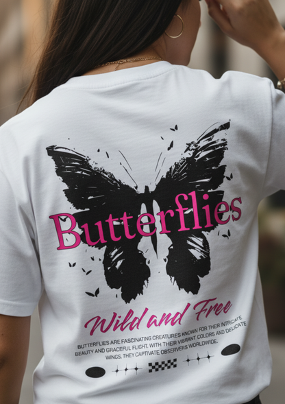 Butterfly T-Shirt, Wild Free, Butterflies Graphic Tee, Boho Nature Shirt, Vintage Retro, Unisex Softstyle, Gift for Her