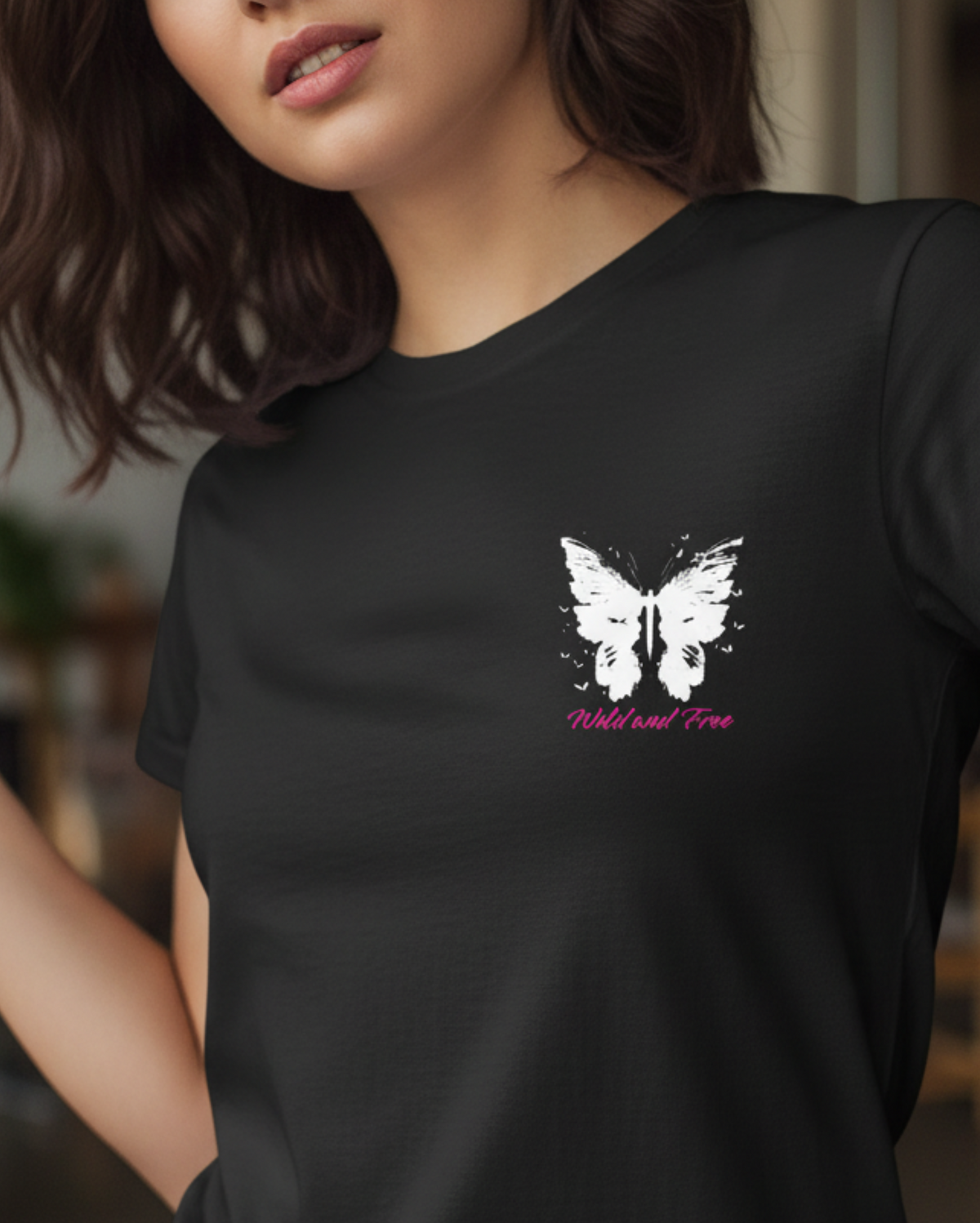 Butterfly T-Shirt, Wild Free, Butterflies Graphic Tee, Boho Nature Shirt, Vintage Retro, Unisex Softstyle, Gift for Her