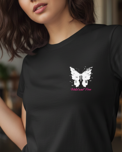 Butterfly T-Shirt, Wild Free, Butterflies Graphic Tee, Boho Nature Shirt, Vintage Retro, Unisex Softstyle, Gift for Her