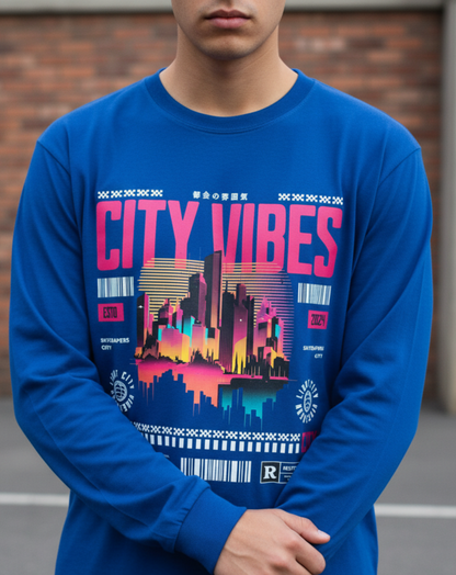 New York City Long Sleeve, Urban Skyline Shirt, Neon City Graphic, Streetwear Tee, Nightlife Aesthetic, NYC Gift