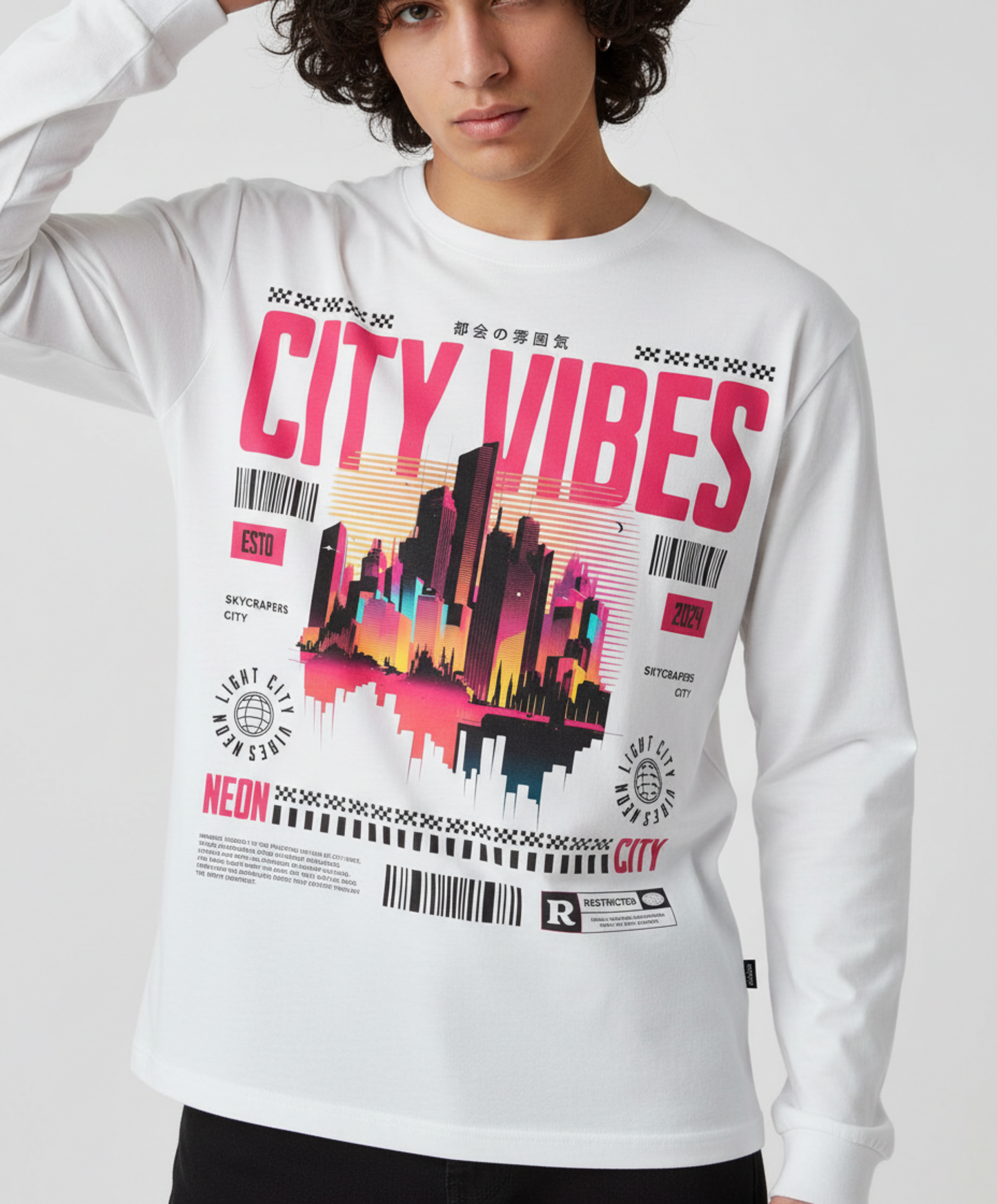New York City Long Sleeve, Urban Skyline Shirt, Neon City Graphic, Streetwear Tee, Nightlife Aesthetic, NYC Gift