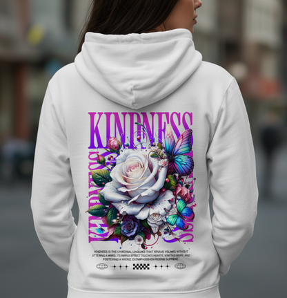 Kindness Rose Graphic Hoodie, Floral Typography Sweatshirt, Pastel Gothic Aesthetic, Botanical Soft Goth, Unisex Pullover