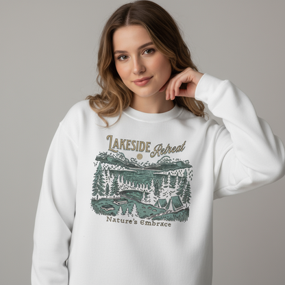 Lakeside Nature Sweatshirt, Scenic Winter Crewneck, Cozy Cabin Vibes, Nature Scene Pullover, Unisex Sweater, Nature Lover Gift