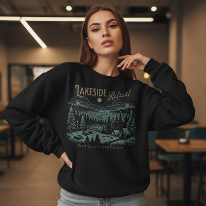 Lakeside Nature Sweatshirt, Scenic Winter Crewneck, Cozy Cabin Vibes, Nature Scene Pullover, Unisex Sweater, Nature Lover Gift