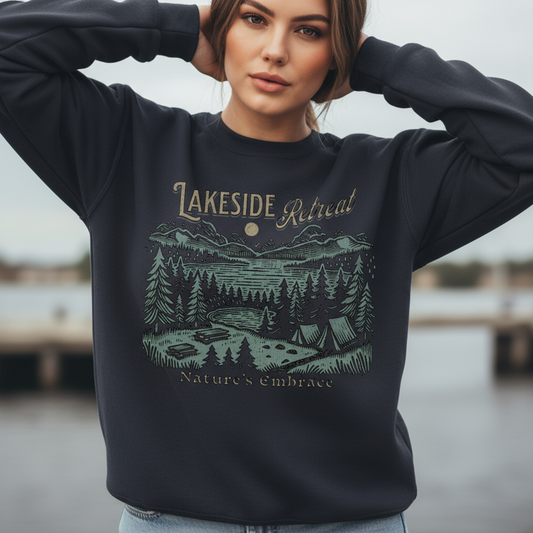 Lakeside Nature Sweatshirt, Scenic Winter Crewneck, Cozy Cabin Vibes, Nature Scene Pullover, Unisex Sweater, Nature Lover Gift