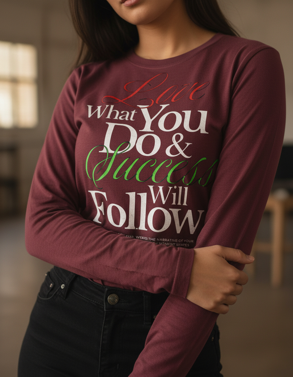 Inspirational Quote Long Sleeve, Motivational Shirt, Positive Message Tee, Minimal Script Design, Unisex Casual Top, Gift For Her Him
