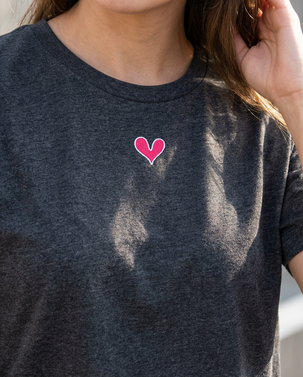 Positive Hearts Crew Graphic Tee, Retro Streetwear Unisex T-Shirt
