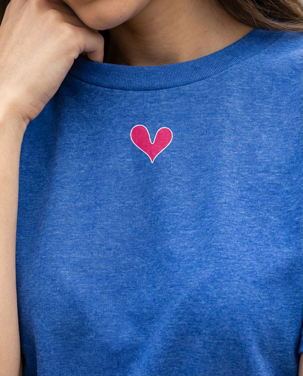 Positive Hearts Crew Graphic Tee, Retro Streetwear Unisex T-Shirt