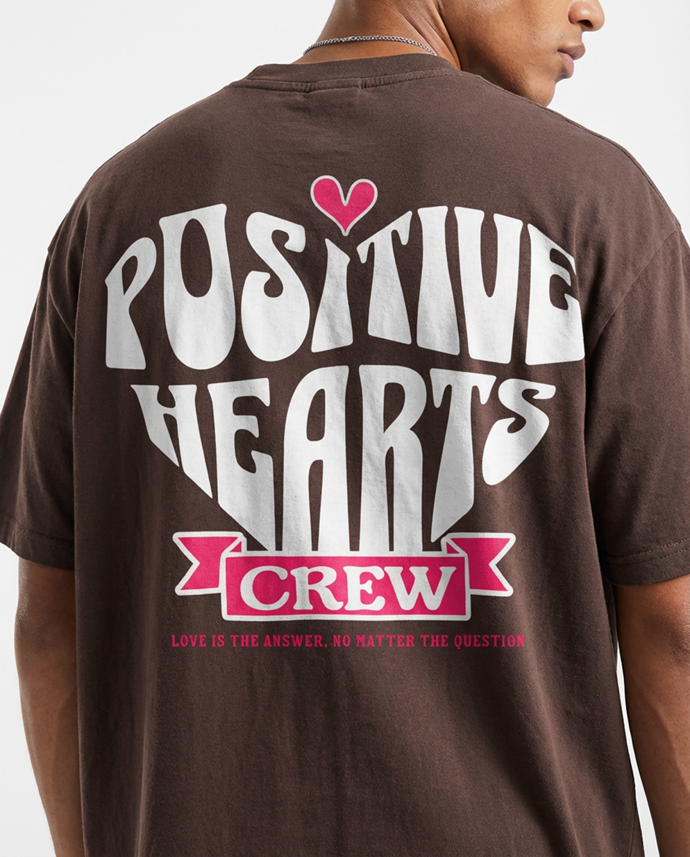 Positive Hearts Crew Graphic Tee, Retro Streetwear Unisex T-Shirt