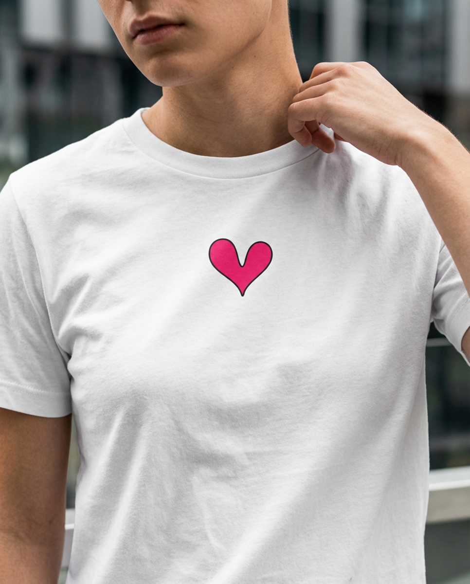 Positive Hearts Crew Graphic Tee, Retro Streetwear Unisex T-Shirt
