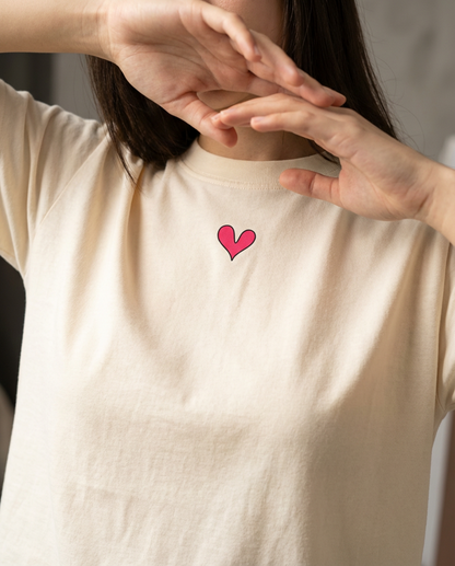 Positive Hearts Crew Graphic Tee, Retro Streetwear Unisex T-Shirt