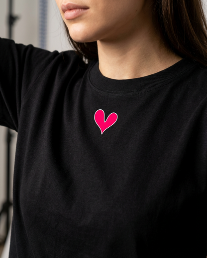 Positive Hearts Crew Graphic Tee, Retro Streetwear Unisex T-Shirt
