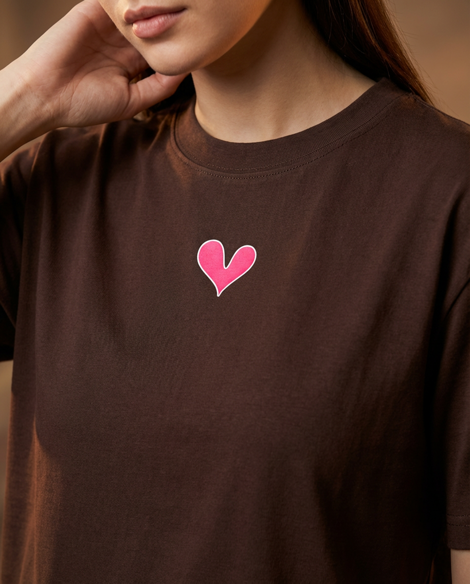 Positive Hearts Crew Graphic Tee, Retro Streetwear Unisex T-Shirt