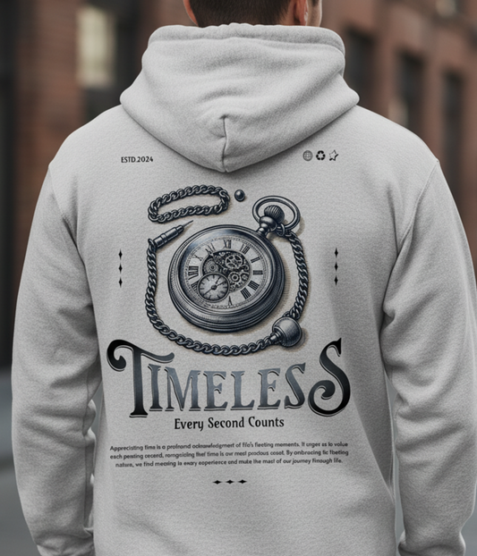 Pocket Watch Graphic Hoodie, Streetwear Pullover, Vintage Clock Design, Unisex Fleece Sweatshirt, Retro Aesthetic, Cozy Layer