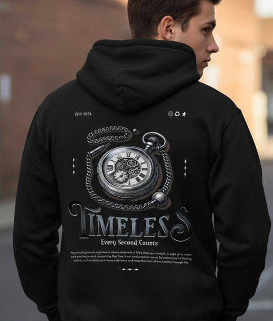 Pocket Watch Graphic Hoodie, Streetwear Pullover, Vintage Clock Design, Unisex Fleece Sweatshirt, Retro Aesthetic, Cozy Layer